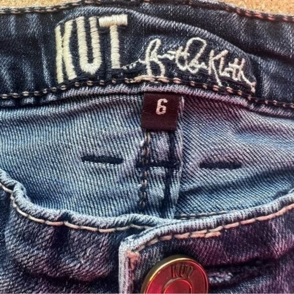 Kut From The Kloth Jeans Womens 6 Blue Stretch Denim Skinny Mid Rise Distressed - Picture 7 of 12
